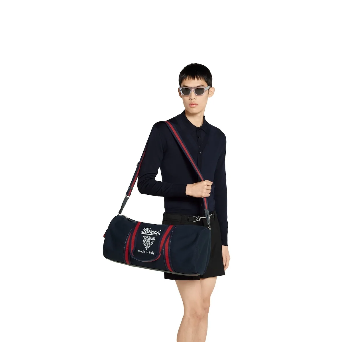 Alternative view of Gucci Large Printed Canvas Duffle Bag Dark Blue /