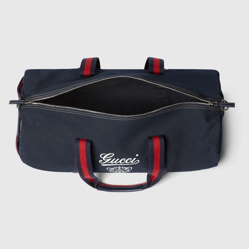 Gucci Large Printed Canvas Duffle Bag Dark Blue / - Image 6