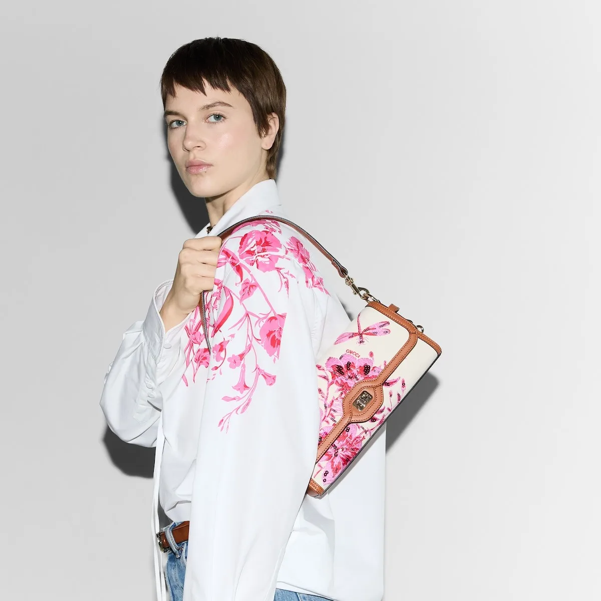 Alternative view of Gucci Luce Small Shoulder Bag Pink /