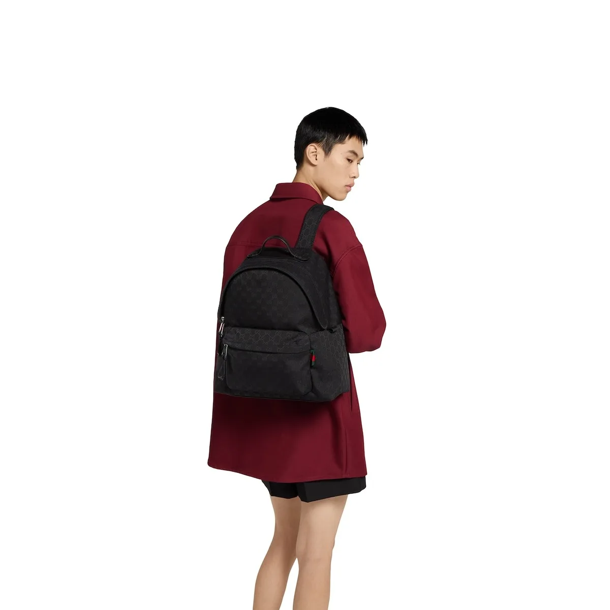 Gucci Medium GG Backpack With Web Black / - Image 2