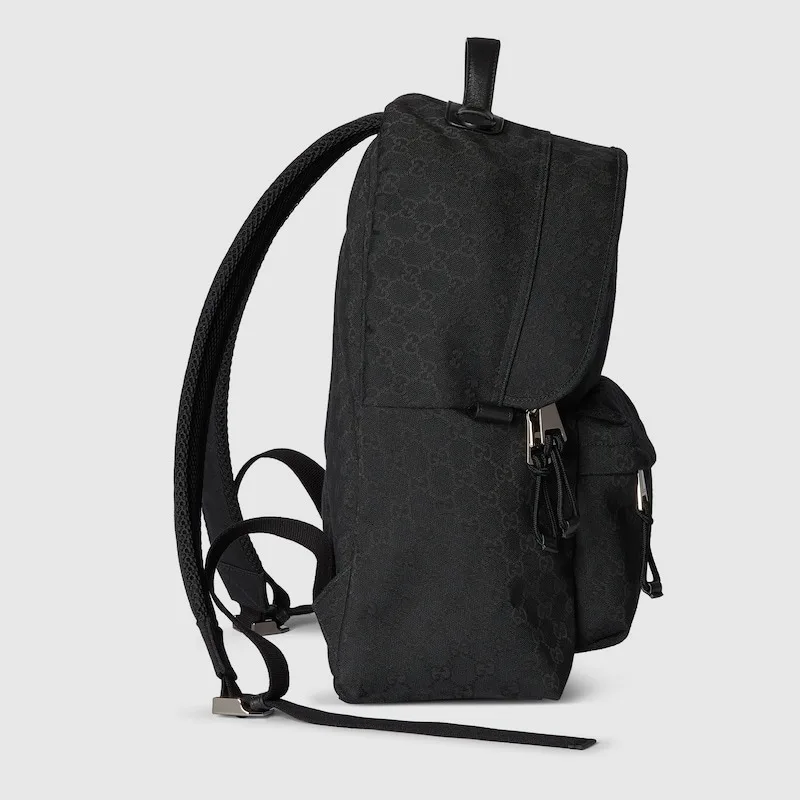 Gucci Medium GG Backpack With Web Black / - Image 5