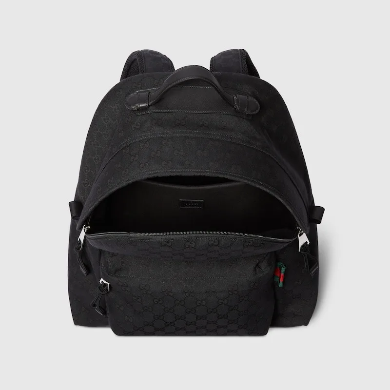 Gucci Medium GG Backpack With Web Black / - Image 6