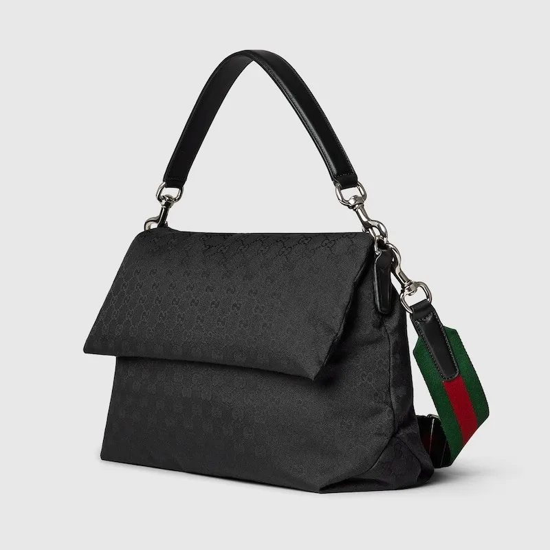 Gucci Medium GG Crossbody Bag With Web Black / - Image 4