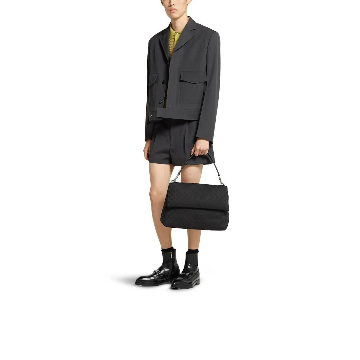 Gucci Medium GG Crossbody Bag With Web Black / - Image 3