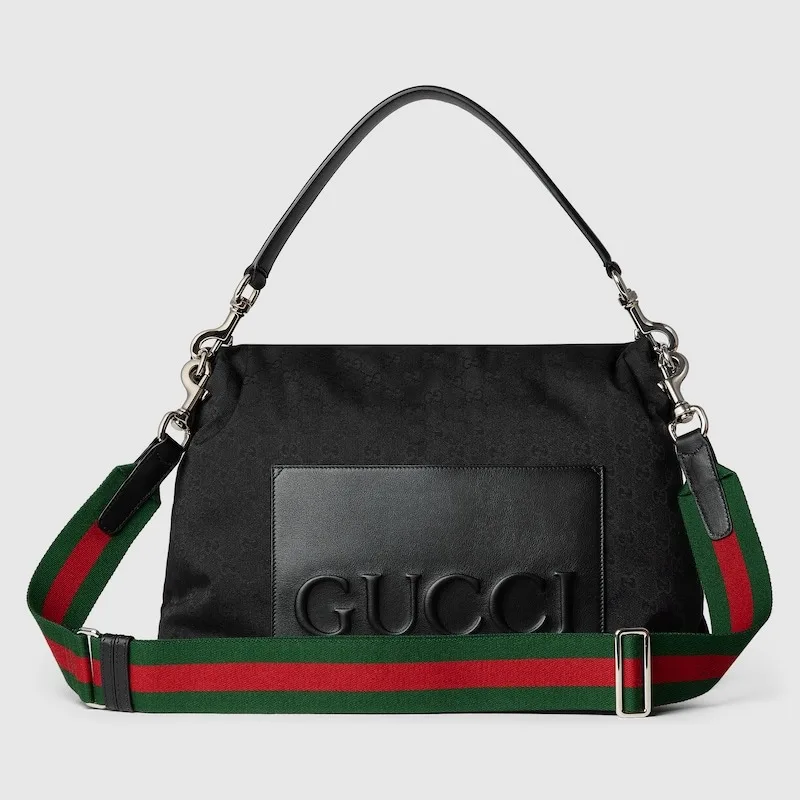 Gucci Medium GG Crossbody Bag With Web Black / - Image 5