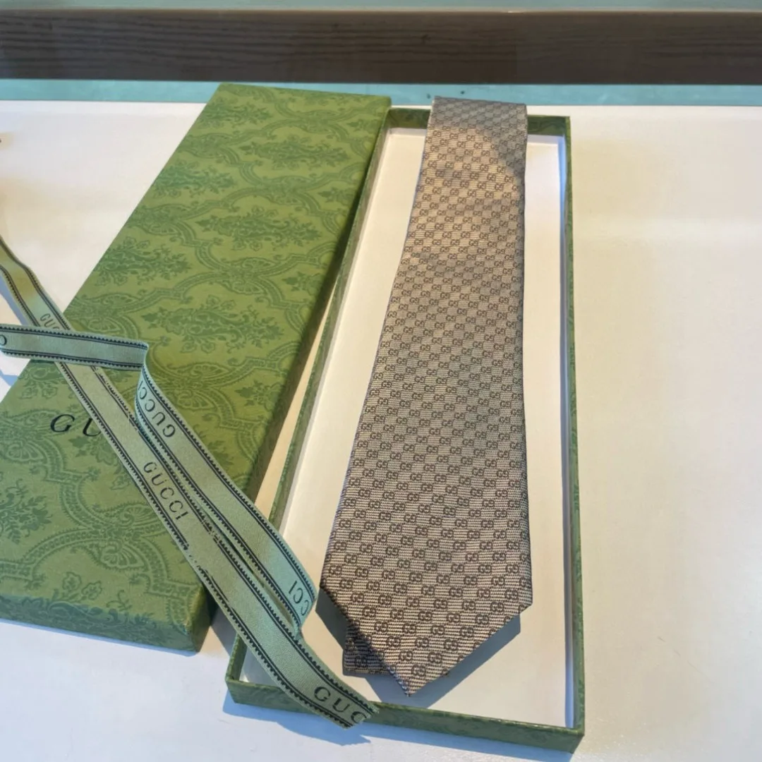 Alternative view of Gucci Monogram Interlocking G Jacquard Tie Light Grey