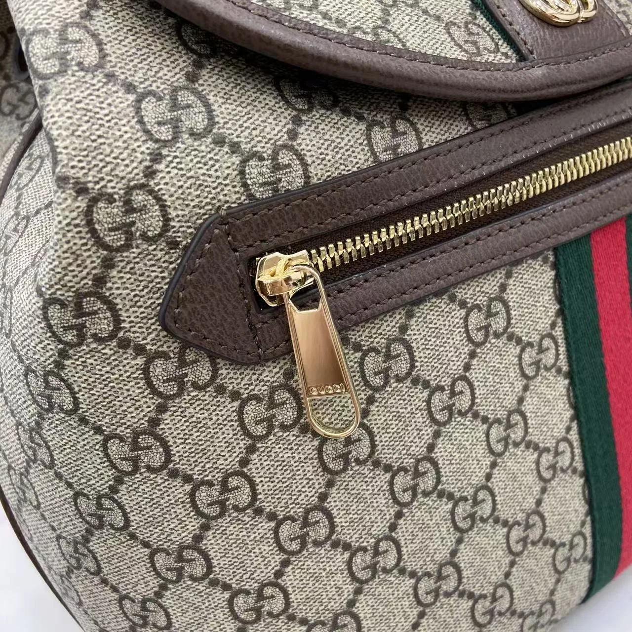 Gucci Ophidia Medium Backpack / Beige/ Dark Brown Monogram Gold Hardware - Image 13