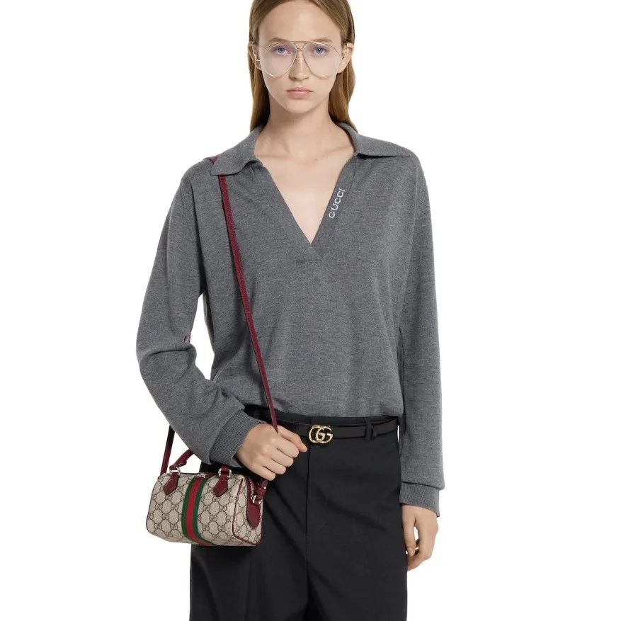 Alternative view of Gucci Ophidia Boston Mini Top Handle Bag / Beige/ Brown Gold Hardware