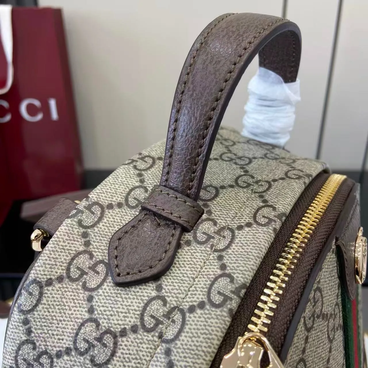 Gucci Ophidia Small Backpack / Beige/ Dark Brown Gold Hardware - Image 13
