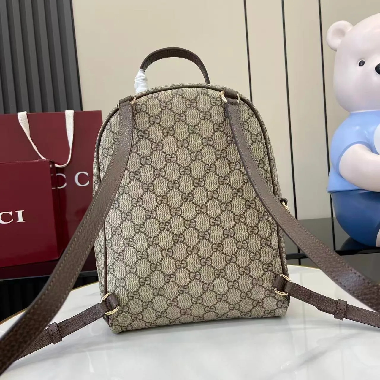 Gucci Ophidia Small Backpack / Beige/ Dark Brown Gold Hardware - Image 5