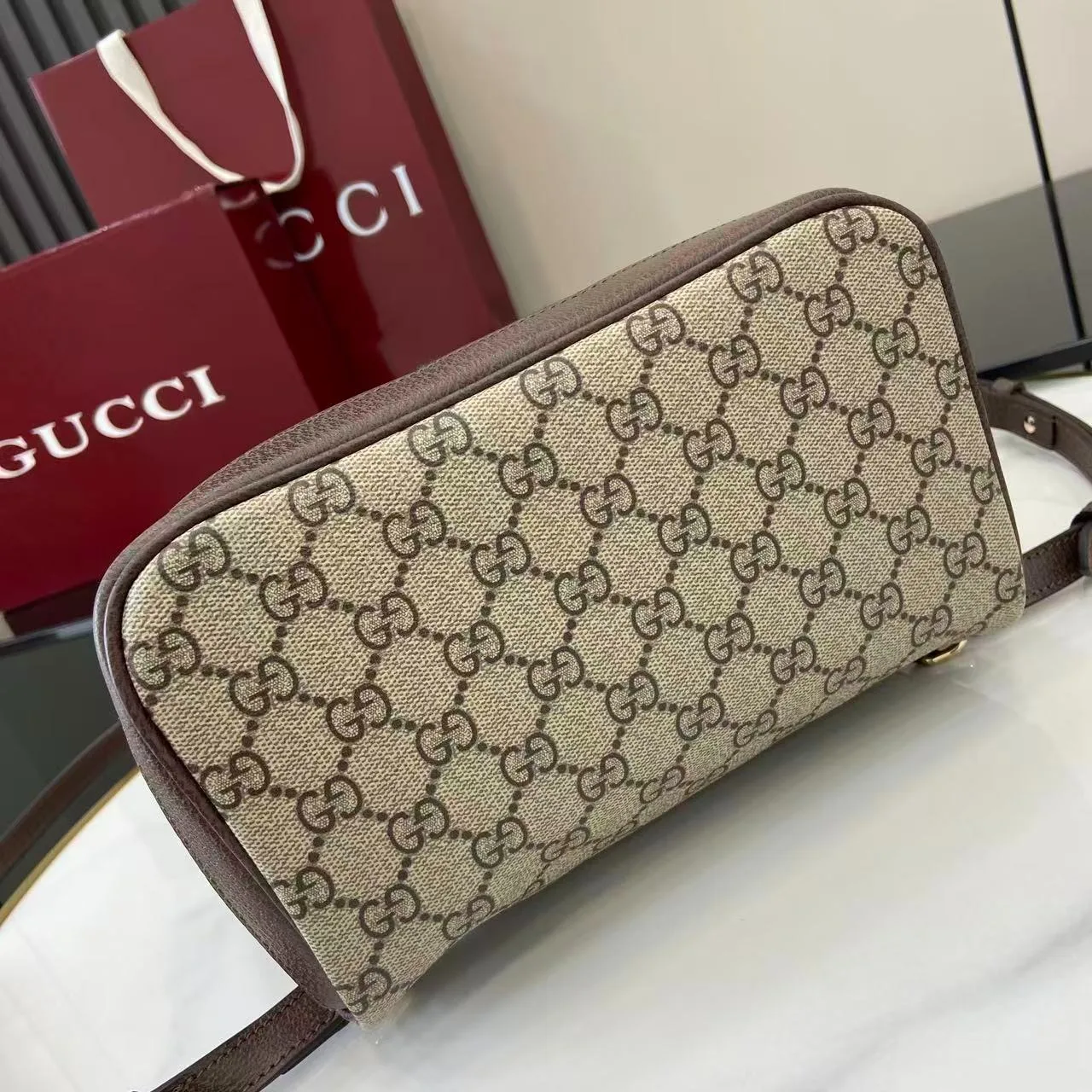 Gucci Ophidia Small Backpack / Beige/ Dark Brown Gold Hardware - Image 6