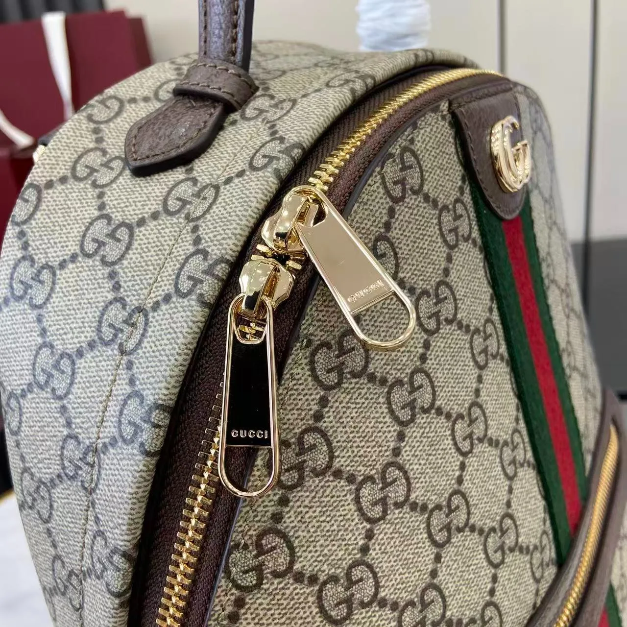 Gucci Ophidia Small Backpack / Beige/ Dark Brown Gold Hardware - Image 9