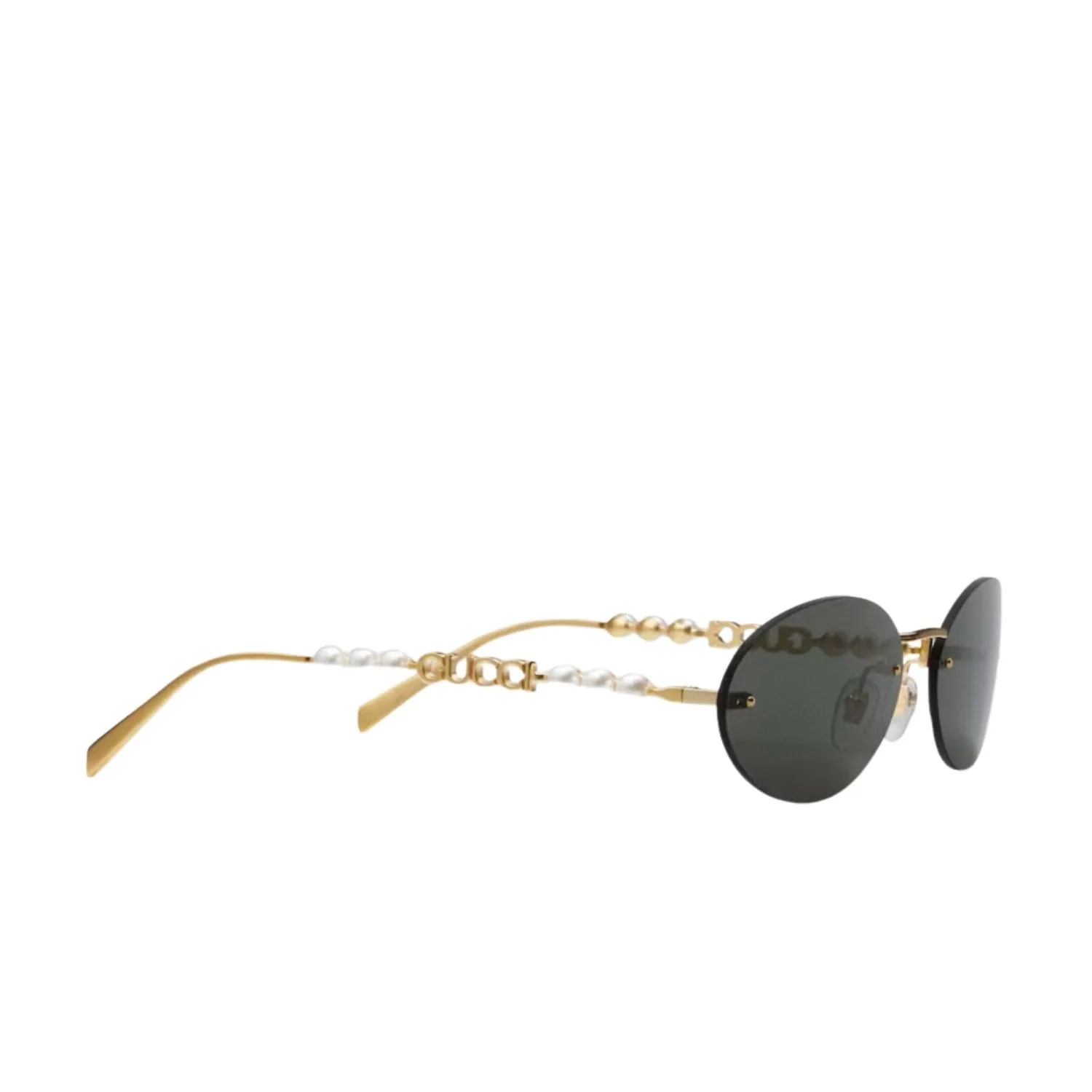 Gucci Oval Frame Sunglasses Black With Gold Toned Metal - Image 2