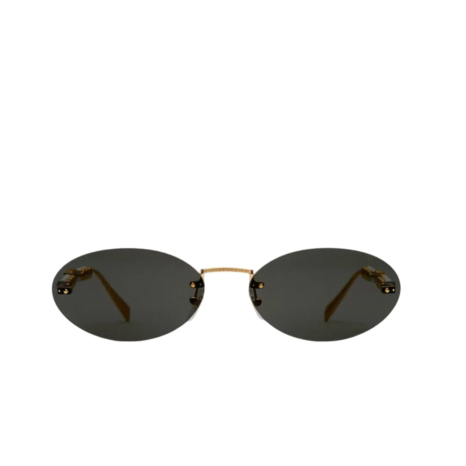 Gucci Oval Frame Sunglasses Black With Gold Toned Metal - Image 3
