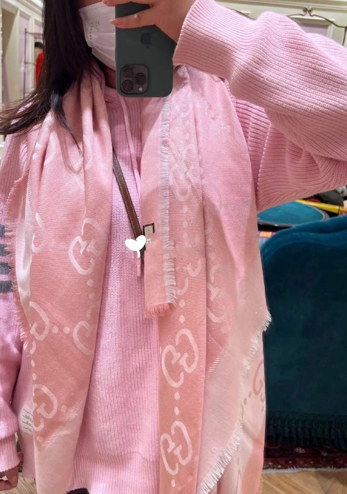 Gucci Jacquard Scarf Pink / - Image 7
