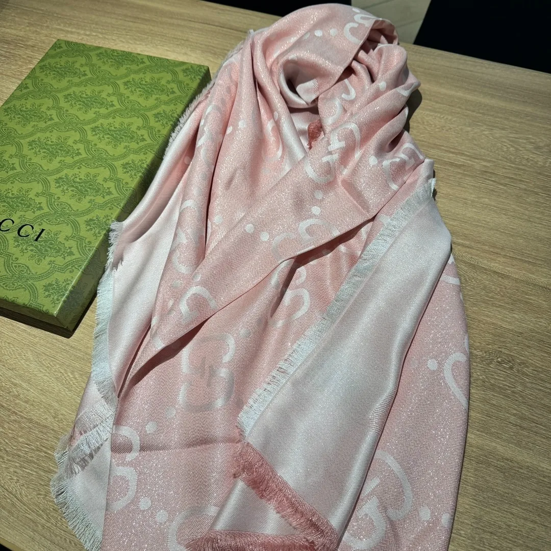 Gucci Jacquard Scarf Pink / - Image 5
