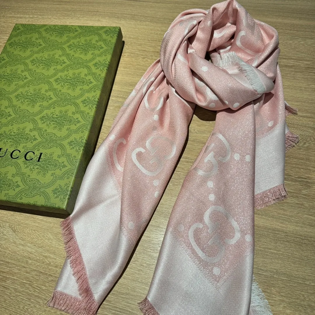 Gucci Jacquard Scarf Pink / - Image 6