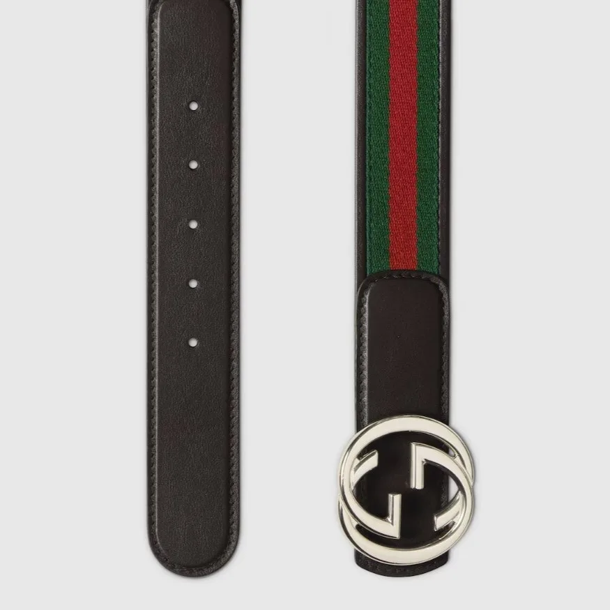 Gucci Reversible Belt With Interlocking G Buckle Green/Red - Image 3