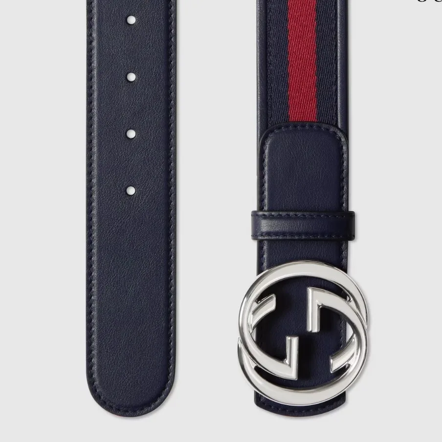 Gucci Reversible Belt With Interlocking G Buckle Blue/Red - Image 3