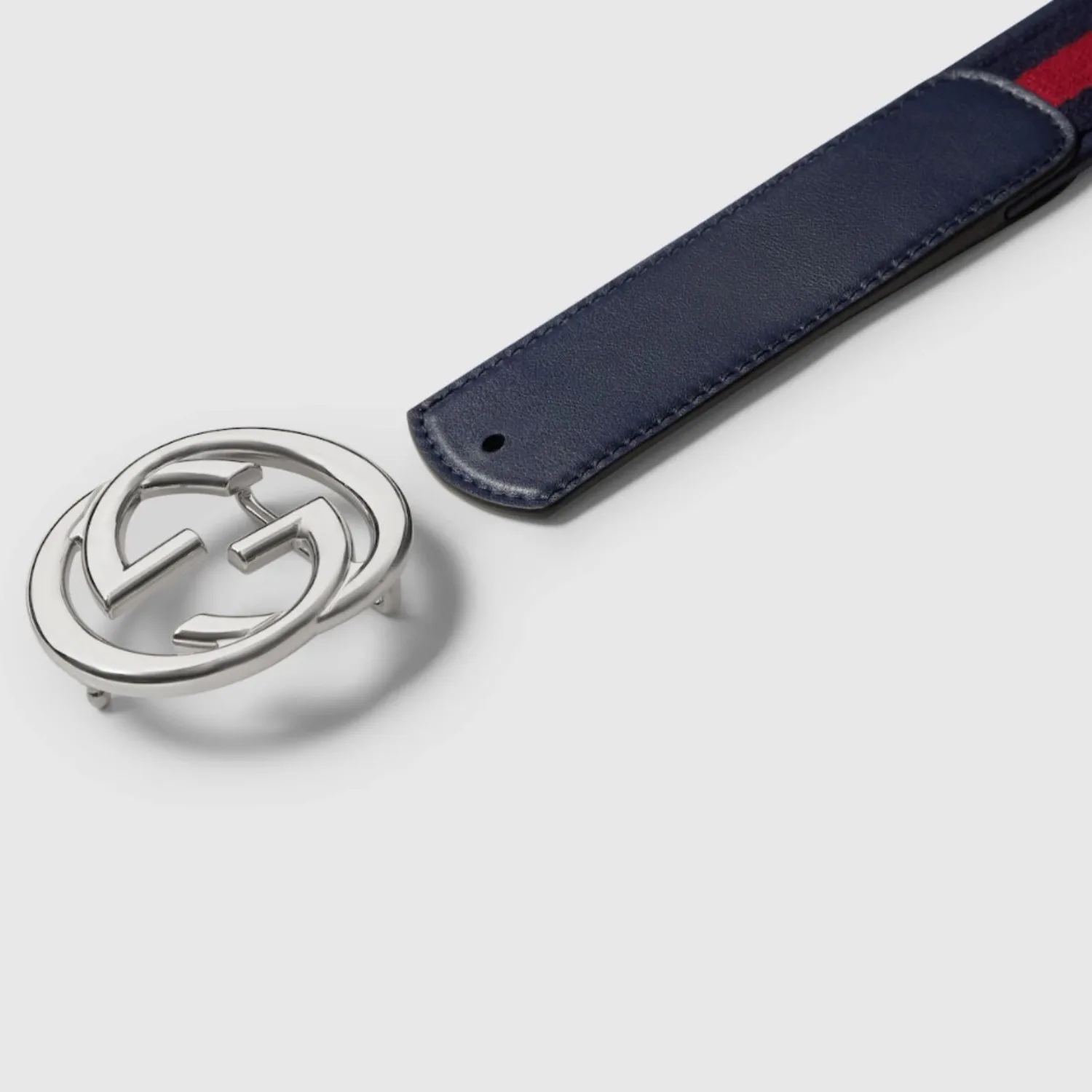 Gucci Reversible Belt With Interlocking G Buckle Blue/Red - Image 4
