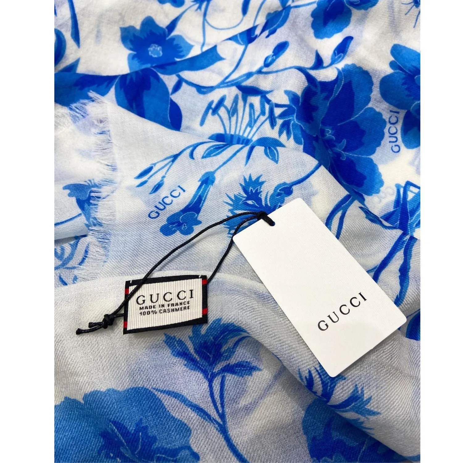 Alternative view of Gucci GG Garden Flower Long Scarf Blue /