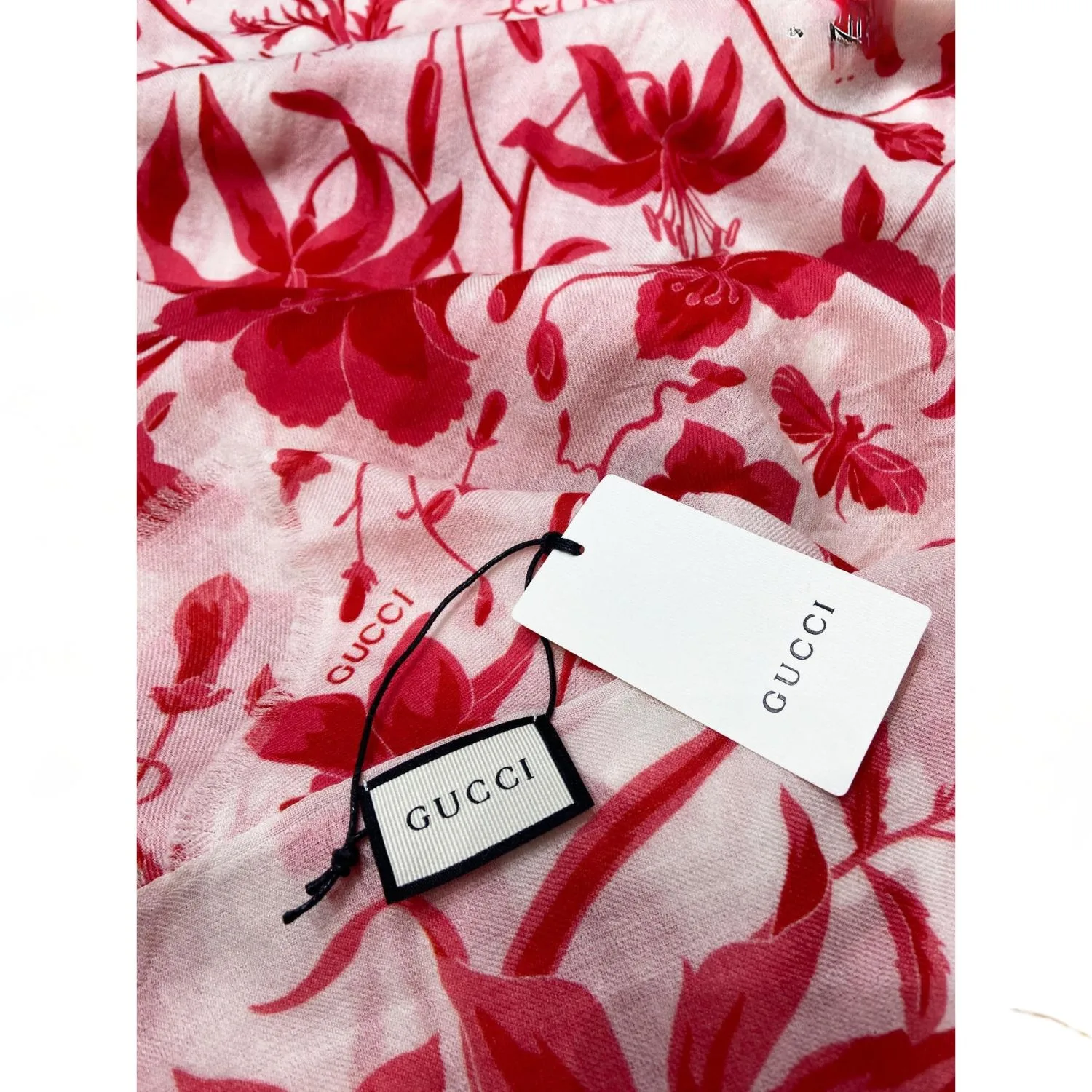 Gucci GG Garden Flower Long Scarf Red / - Image 4