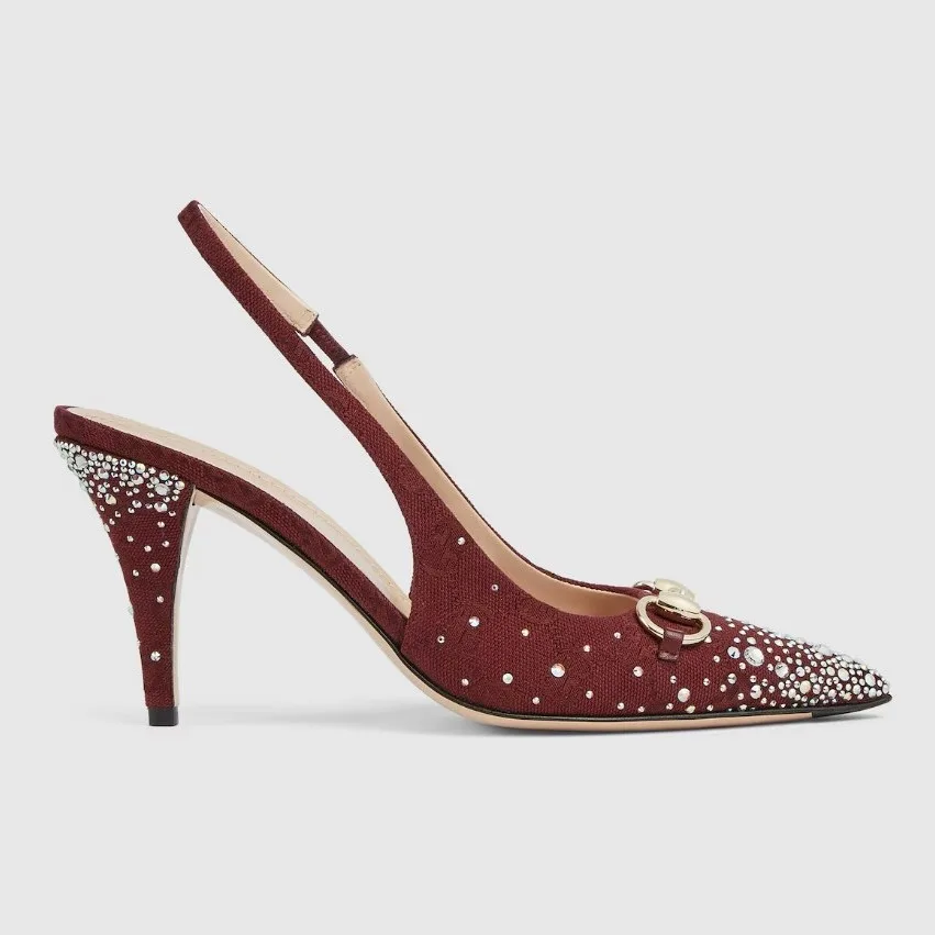 Alternative view of Gucci Slingback Pump With Crystal Horsebit Rosso Ancora Red