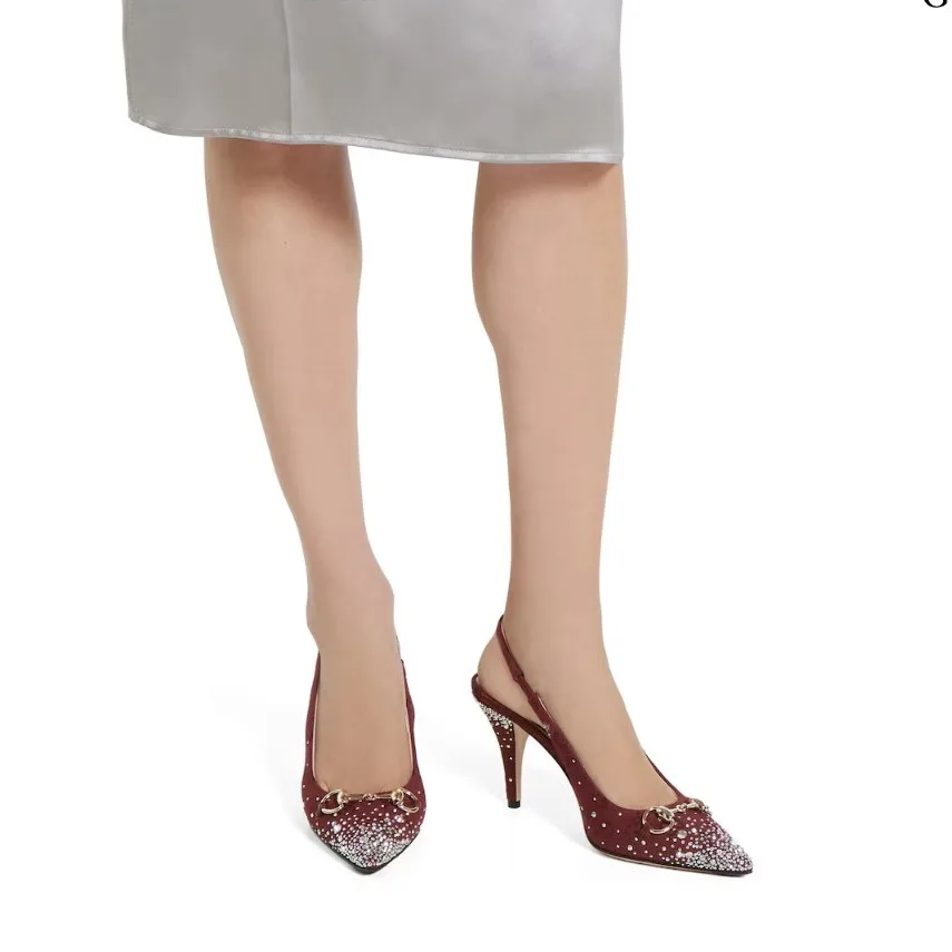 Gucci Slingback Pump With Crystal Horsebit Rosso Ancora Red - Image 5