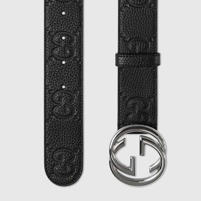 Gucci Wide Belt With Interlocking G Buckle Black - Image 3