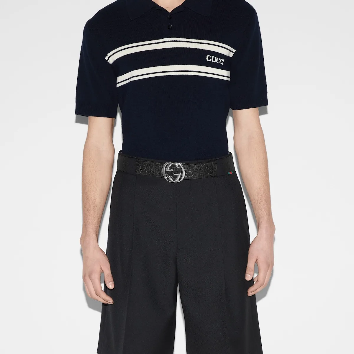 Alternative view of Gucci Wide Belt With Interlocking G Buckle Black