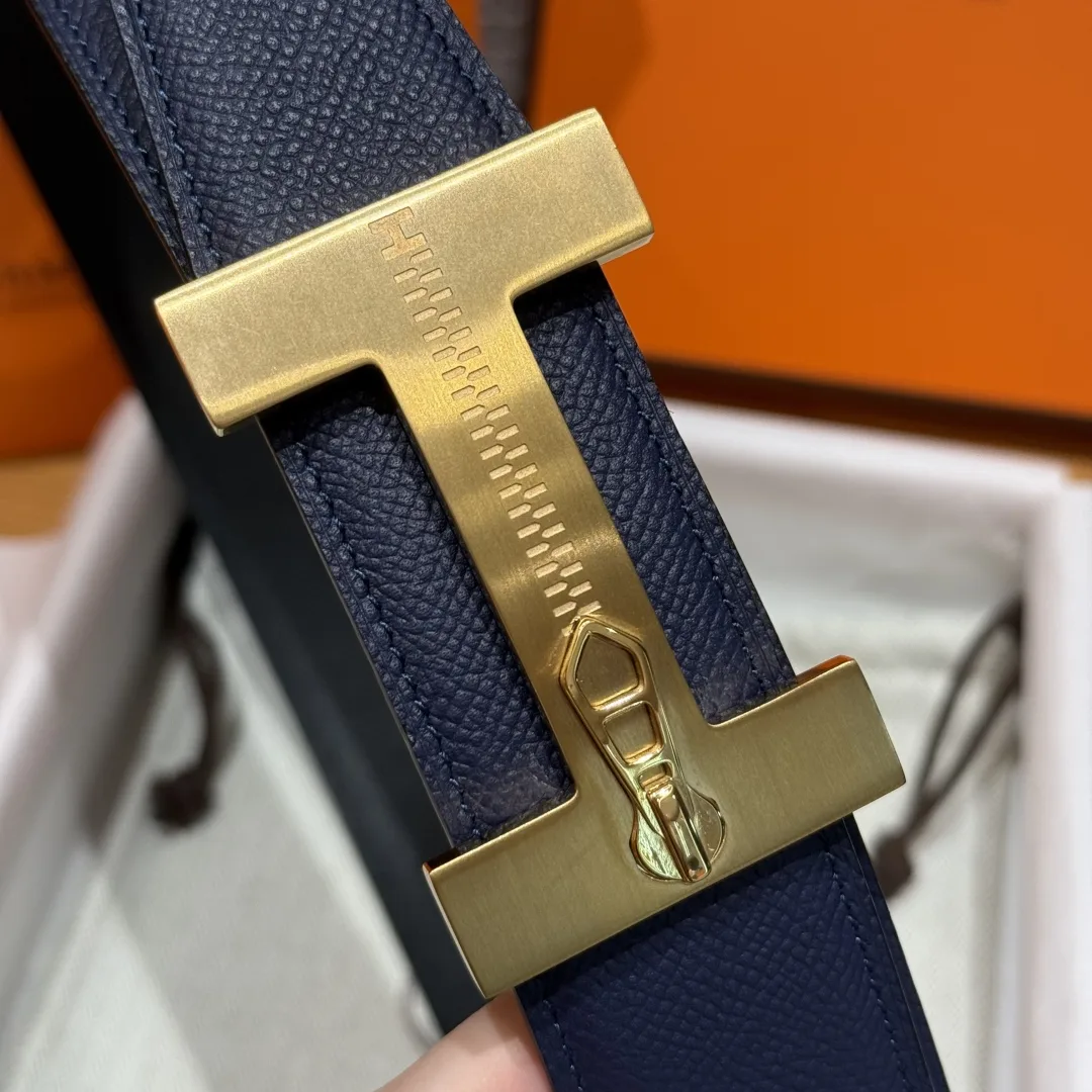 Hermès H-Zip Reversible Belt Navy Blue & Black - Image 6