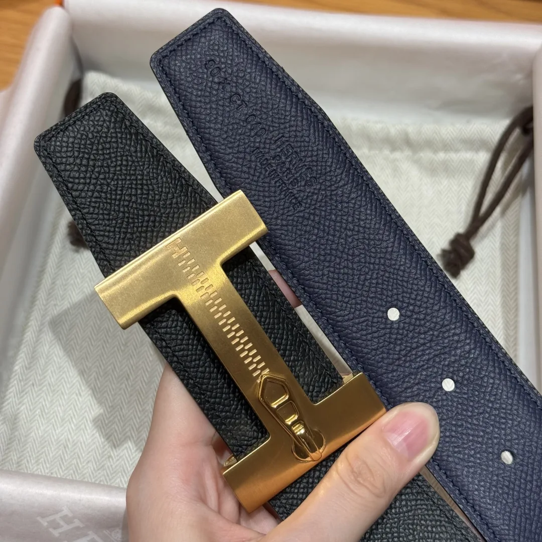 Hermès H-Zip Reversible Belt Navy Blue & Black - Image 7