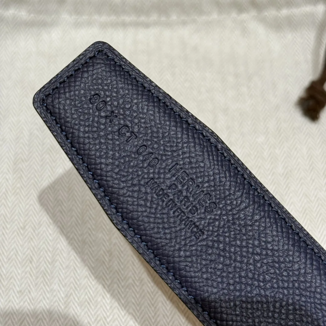 Hermès H-Zip Reversible Belt Navy Blue & Black - Image 8
