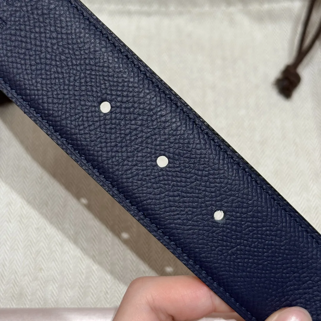 Hermès H-Zip Reversible Belt Navy Blue & Black - Image 9
