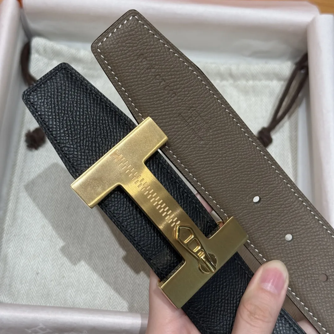 Hermès H-Zip Reversible Belt Taupe & Black - Image 7