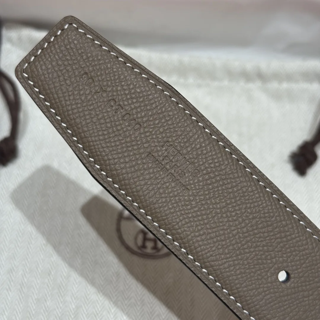 Hermès H-Zip Reversible Belt Taupe & Black - Image 9