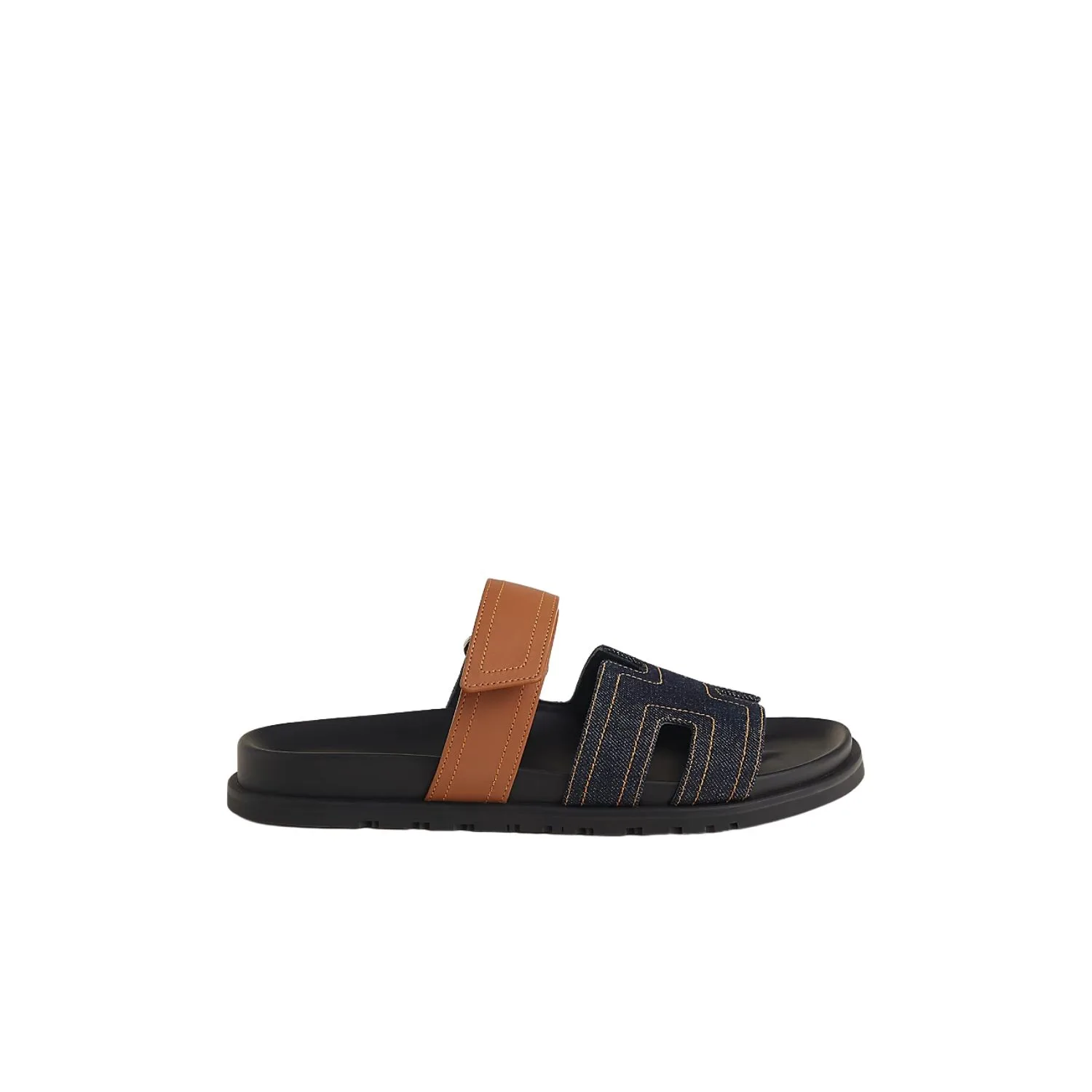 Hermes Chypre Sandals Blue Brut/ Natural - Image 3