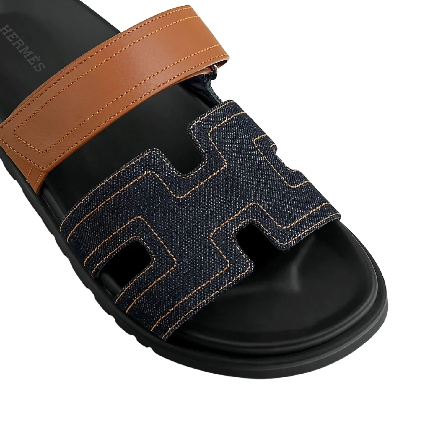 Hermes Chypre Sandals Blue Brut/ Natural - Image 4