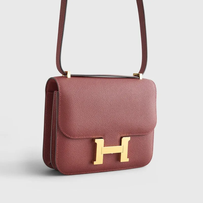 Alternative view of Hermes Constance 18 Crossbody Bag / Burgundy Espom Gold Hardware