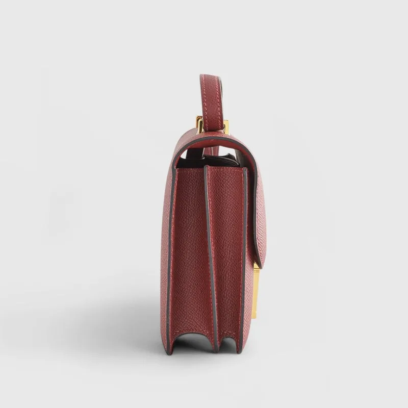 Hermes Constance 18 Crossbody Bag / Burgundy Espom Gold Hardware - Image 4