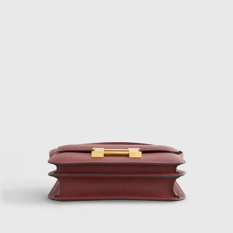 Hermes Constance 18 Crossbody Bag / Burgundy Espom Gold Hardware - Image 3