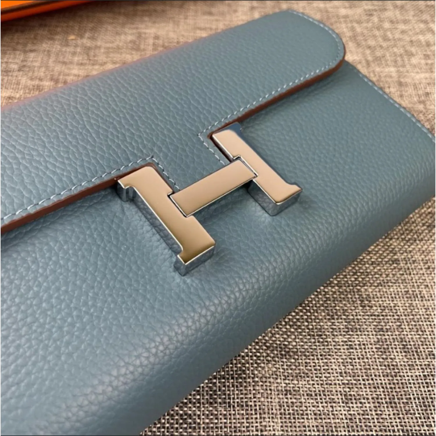 Alternative view of Hermes Constance Togo Long Wallet / Silver Toned Hardware Blue