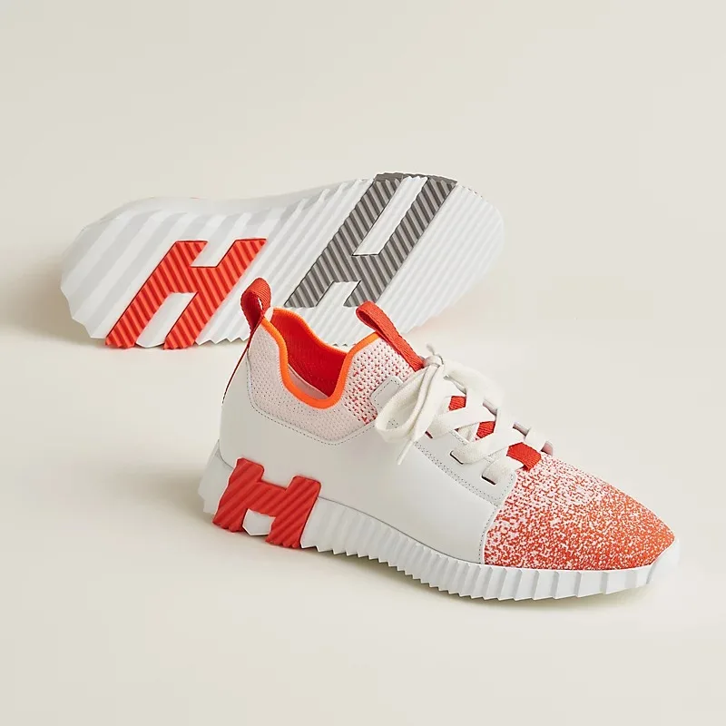 Alternative view of Hermes Depart Slip-On Sneakers Orange/ Blanc