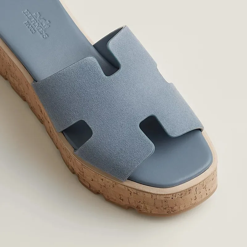 Hermes Eze 30 Sandals Bleu Grignon - Image 3