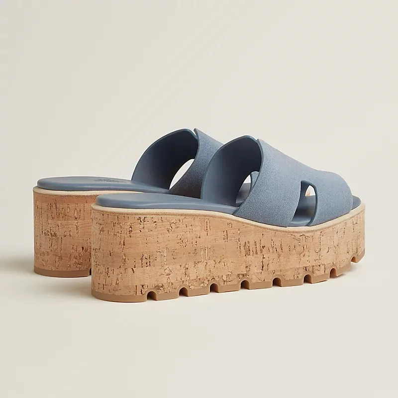 Hermes Eze 30 Sandals Bleu Grignon - Image 4