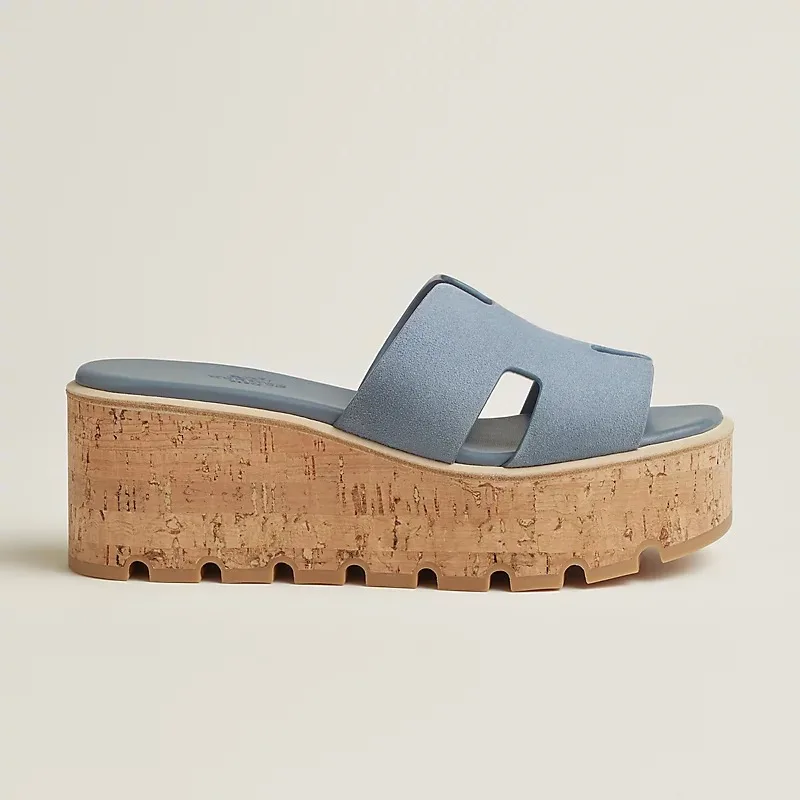 Hermes Eze 30 Sandals Bleu Grignon - Image 5