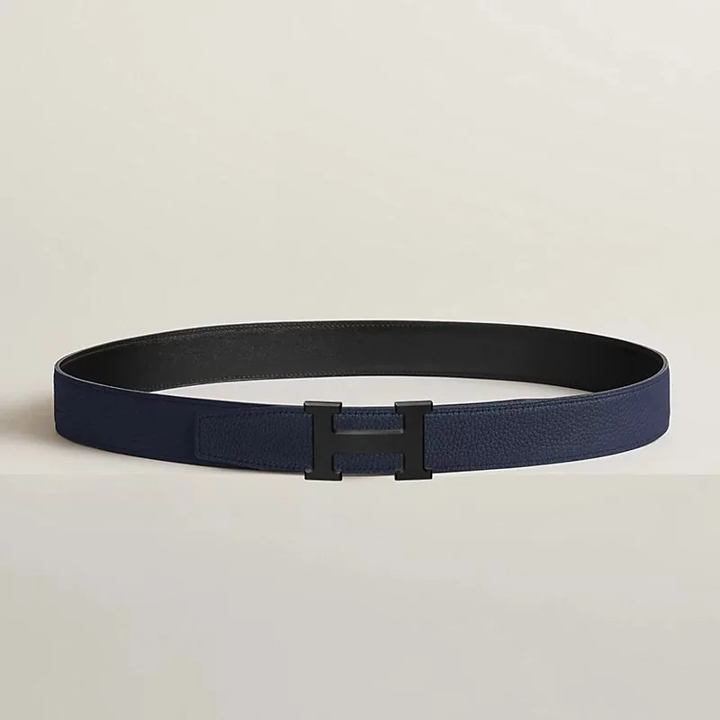 Hermes H Belt Buckle And Reversible Leather Strap Noir/Bleu Nuit - Image 3