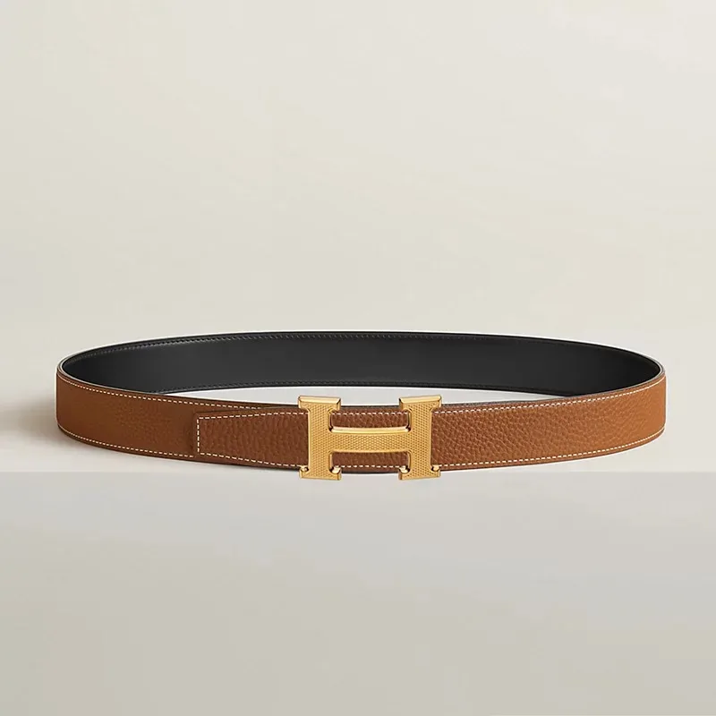 Alternative view of Hermes H Guillochee Belt Buckle And Reversible Leather Strap Noir/Gold