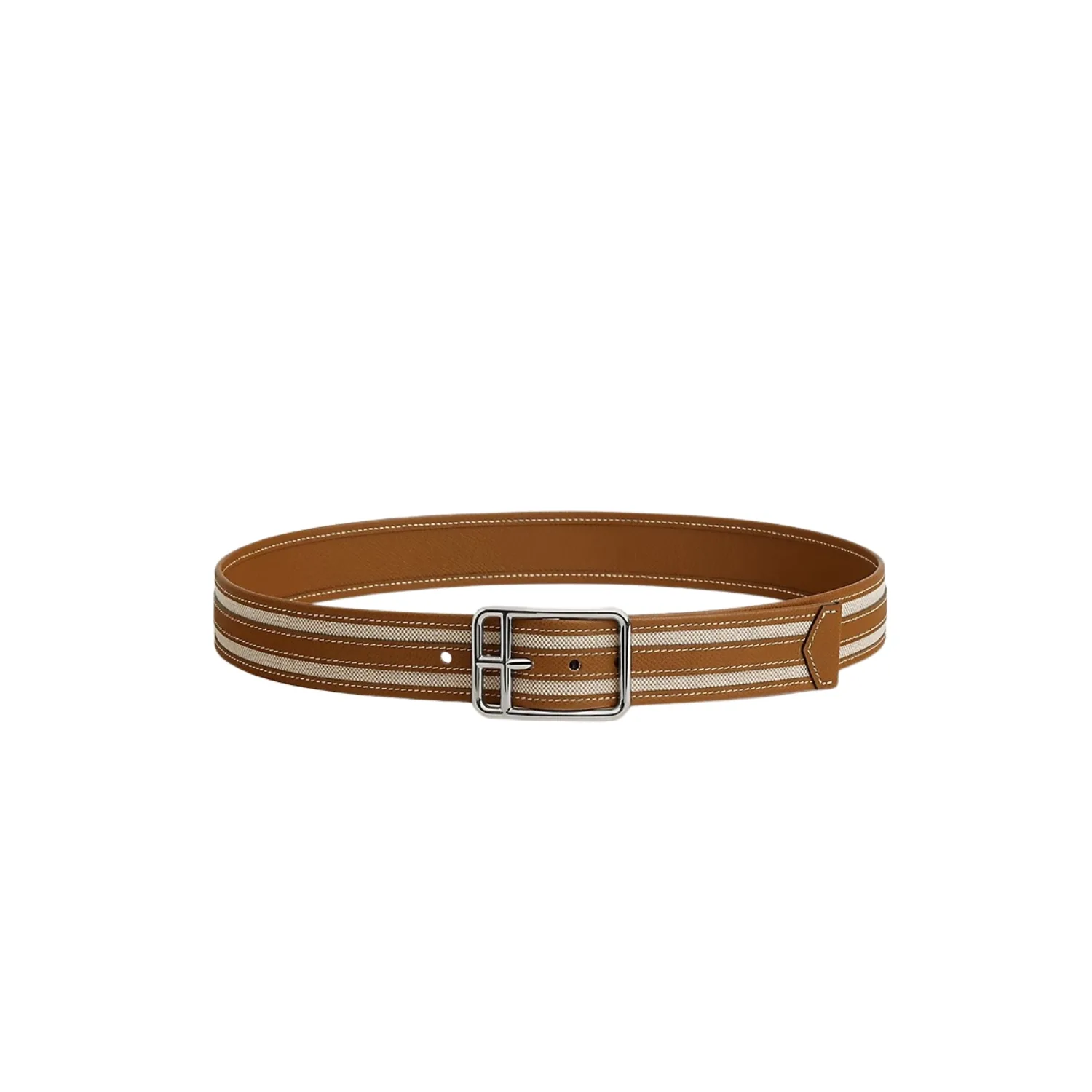 Hermes Half Cod Riviera 38 Reversible Leather Belt Ecru/Beige