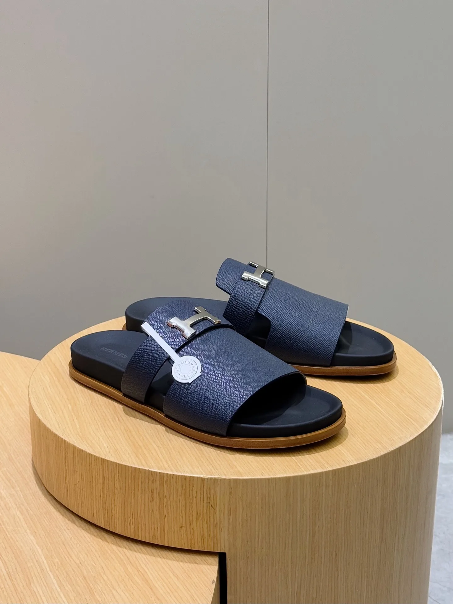 Hermes Jaures Sandals Navy Blue - Image 4